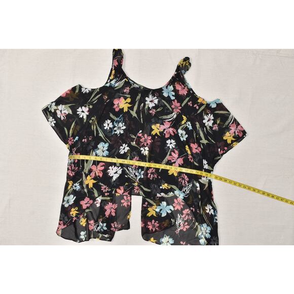Lane Bryant Plus Size 18/20 Cold Shoulder Floral Tunic Top Blouse Polyester - Picture 4 of 8